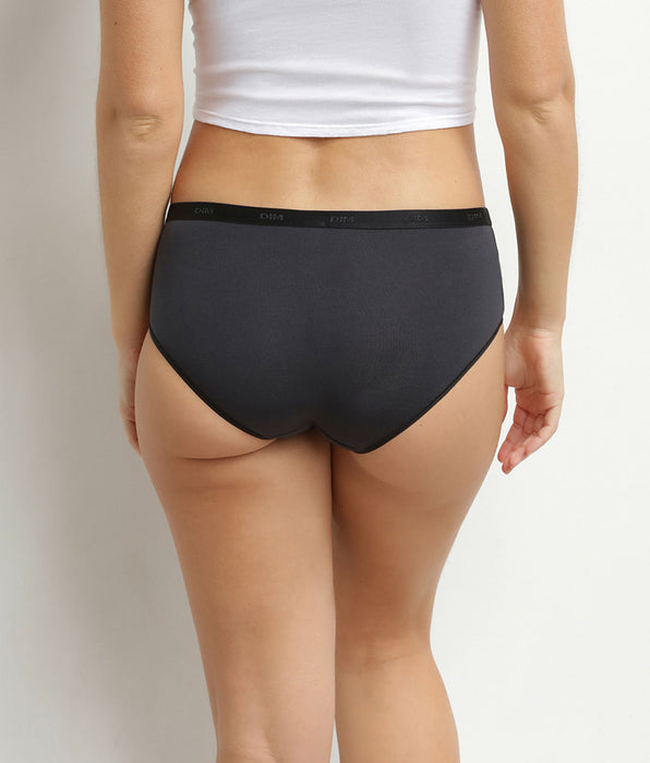 DIM Pack of 5 women's stretch cotton boxer shorts Grey Yellow Les Pockets Ecodim