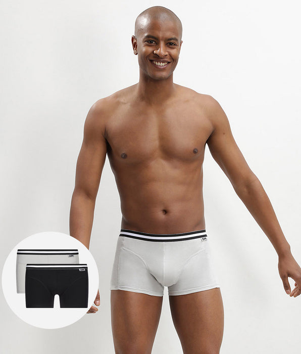 DIM Pack of 2 men's stretch cotton boxer shorts in Black Grey EcoDim
