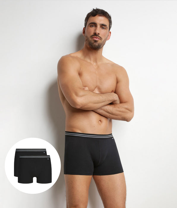 DIM Pack of 2 men's stretch cotton boxer shorts in black EcoDim