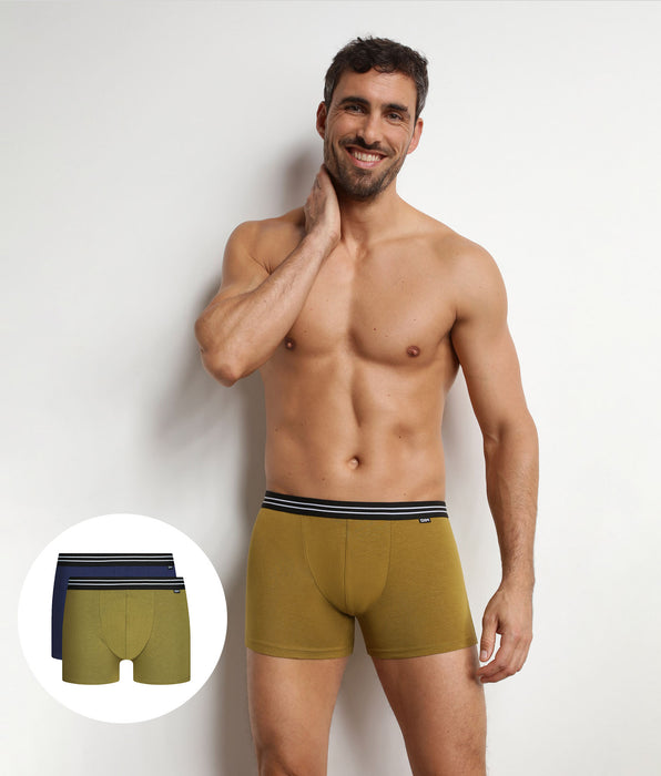 DIM Pack of 2 men's boxer shorts in Cumin EcoDim stretch cotton