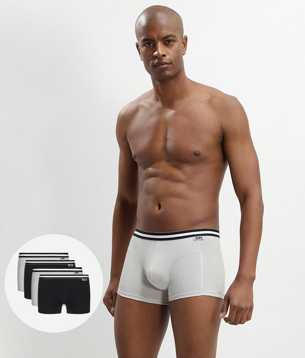 DIM Pack of 4 Black and Grey ECODIM Cotton Boxers