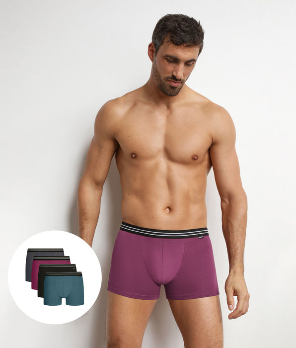 DIM Pack of 4 Fusion EcoDim men's stretch cotton boxer shorts
