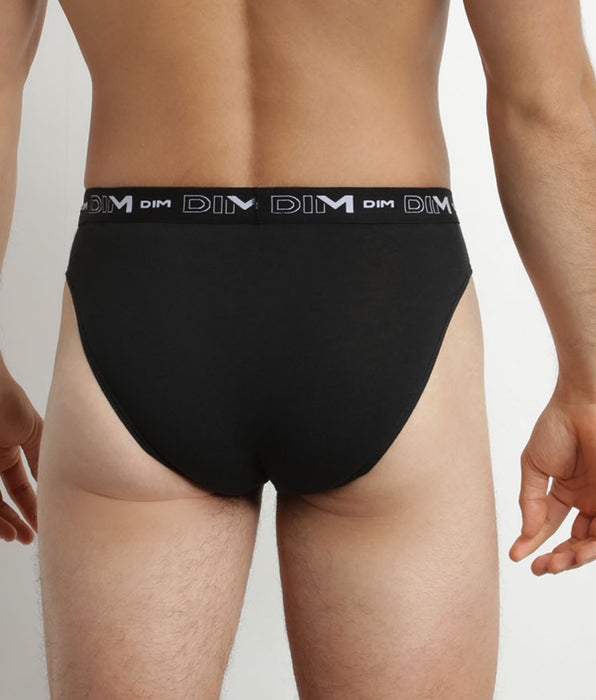 DIM Pack of 2 Men's Briefs Black White Contrast Waistband Dim Cotton Stretch