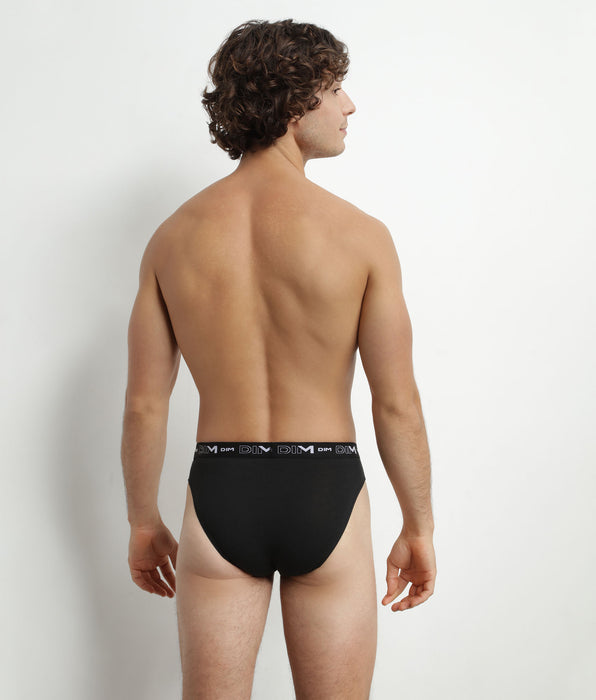 DIM Pack of 2 Men's Briefs Black White Contrast Waistband Dim Cotton Stretch