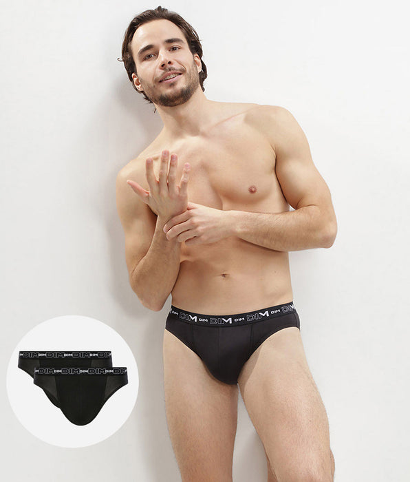 DIM Pack of 2 Men's Black Stretch Cotton Briefs