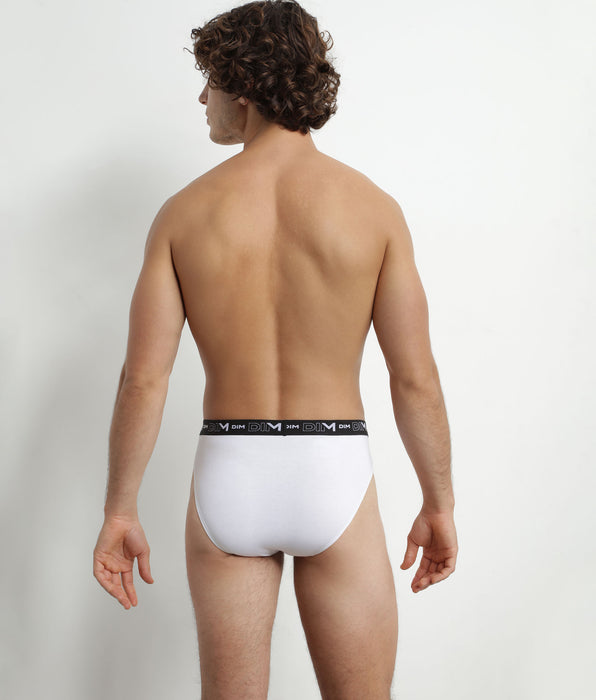 DIM Pack of 2 Men's White Grey Contrast Waistband Dim Cotton Stretch Briefs