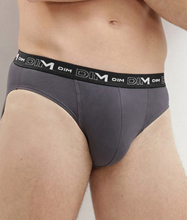 DIM Pack of 3 pairs of Coton Stretch grey, chilli red and black briefs