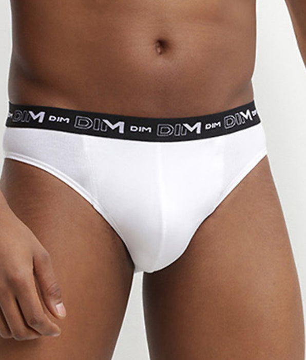 DIM Pack of 3 pairs of black, grey and white stretch cotton briefs for men