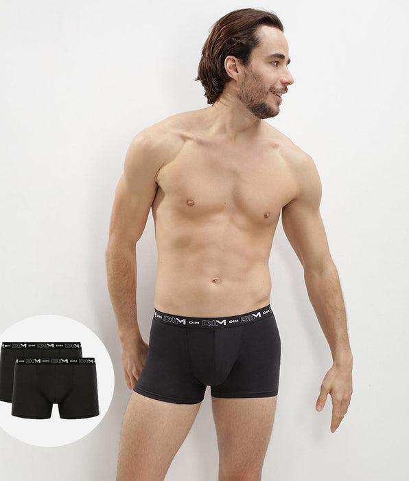 DIM Pack of 2 Black Men's Cotton Stretch Boxers