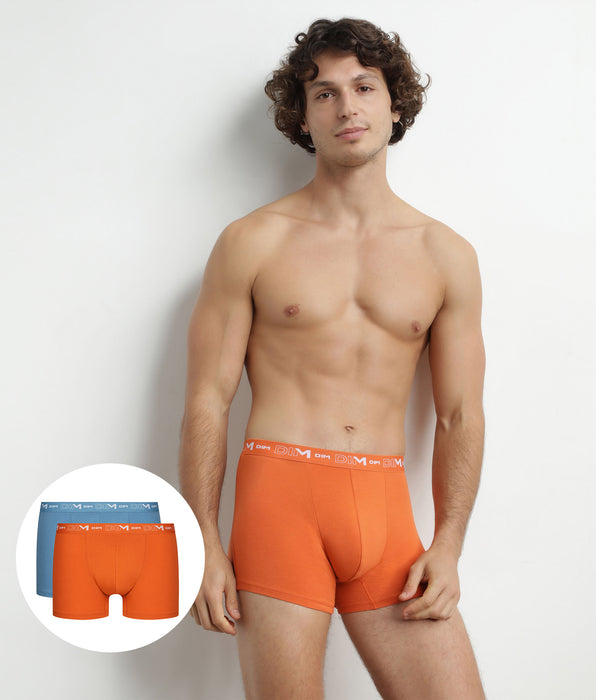 DIM Pack of 2 Blue Orange Men's Graphic Waistband Boxers Dim Cotton Stretch