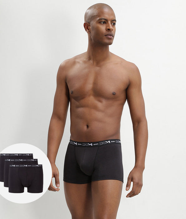 DIM Pack of 3 pairs of black stretch cotton trunks for men
