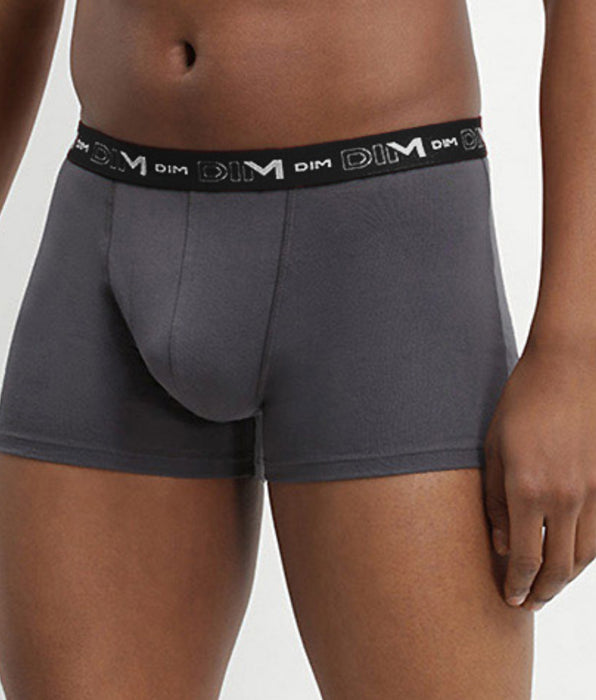 DIM Pack of 3 pairs of Coton Stretch grey, chilli red and black trunks