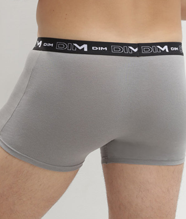 DIM Pack of 3 pairs of black, grey and white stretch cotton trunks for men