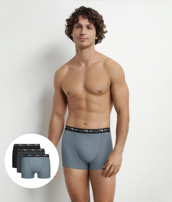 DIM Pack of 3 Men's Boxers Black Grey Contrast Waistband Dim Cotton Stretch