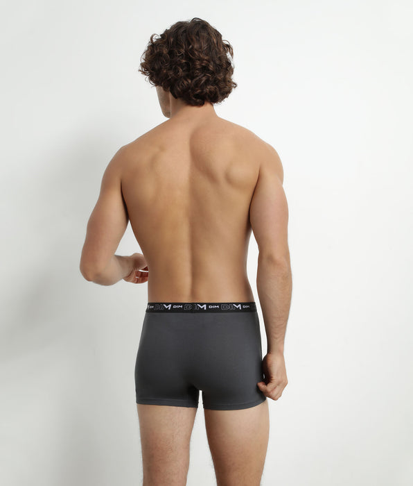 DIM Pack of 3 Men's Black Grey Cotton Stretch Boxers Dim