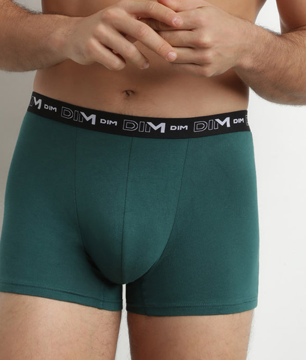 DIM Pack of 3 Men's Cotton Boxers Green Blue Dim Cotton Stretch