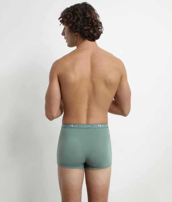 DIM Pack of 3 Men's Cotton Boxer Briefs Black Green Dim Cotton Stretch