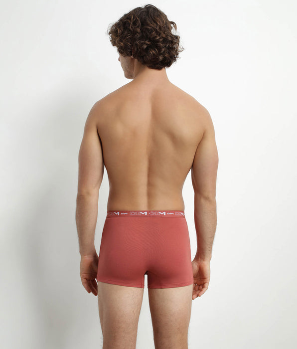 DIM Pack of 3 Men's Boxers Black Brown Terracotta Chiné Dim Cotton Stretch