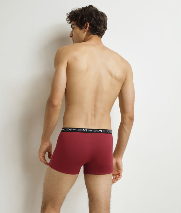 DIM Pack of 3 men's boxer shorts Green Beige Red Cotton Stretch