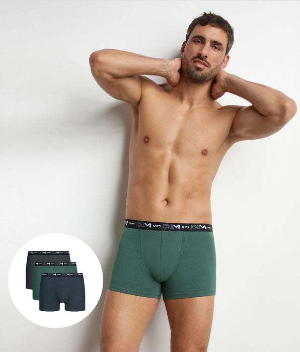 DIM Pack of 3 men's boxer shorts in Nebula Green Dim Stretch Cotton