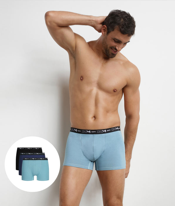DIM Pack of 3 Timeless Sky Blue Dim Cotton Stretch men's boxer shorts