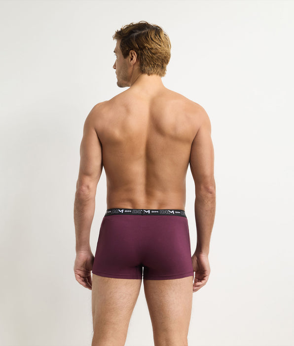 DIM Pack of 3 men's boxers in fig, dark green and ecru Cotton Stretch