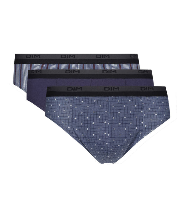 DIM Dim Print Pack of 3 men's cotton briefs with blue crosses design