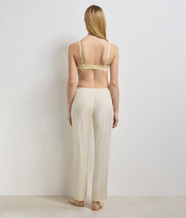 DIM Slow Days Fresh Vibes Ecru Yellow Striped Twill Pyjama Trousers