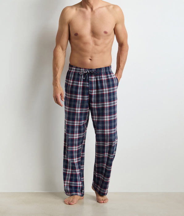 DIM Men’s long trousers blue tartan Dim Flannel