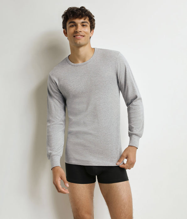 DIM Men's Dim Thermal t-shirt in mottled grey cotton