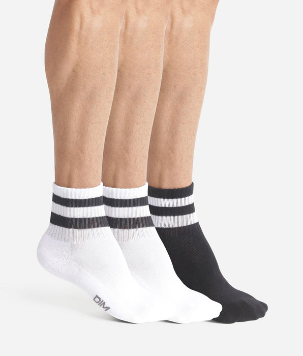 DIM Pack of 3 pairs of men's low-cut socks White Black EcoDim