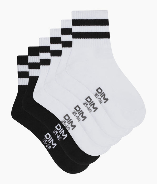 DIM Pack of 3 pairs of men's low-cut socks White Black EcoDim