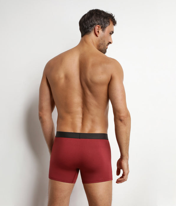 DIM Pack of 3 men's cotton boxer shorts in Black, Khaki and Bright Red Pur Confort
