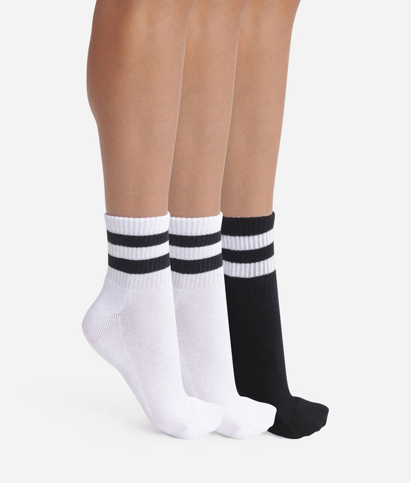 DIM Pack of 3 pairs of women's socks White Black EcoDim Sport
