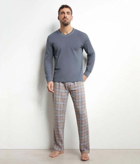 DIM Men's pyjama bottoms in grey checked jersey Dim Nightwear