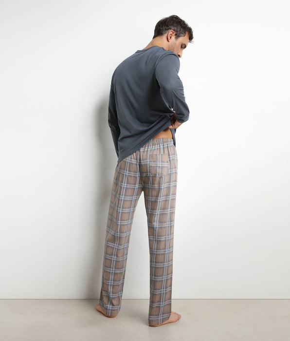 DIM Men's pyjama bottoms in grey checked jersey Dim Nightwear