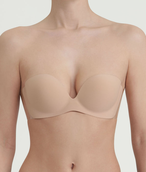 DIM Nude strapless adhesive bandeau bra
