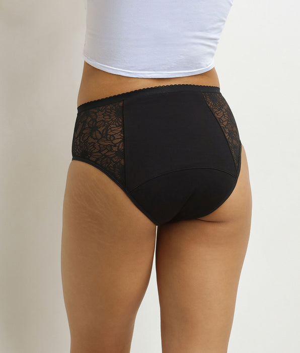 DIM Very heavy flow period panties black with flowers Dim Protect