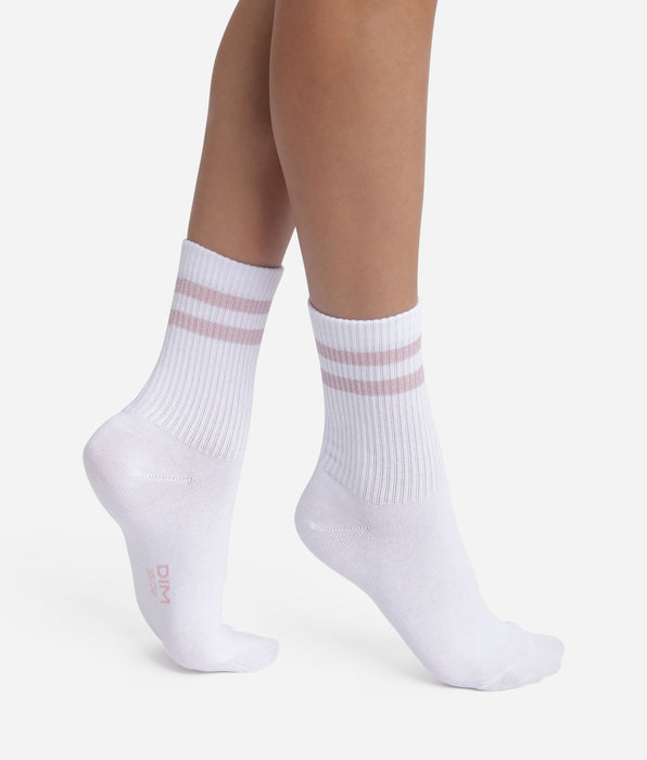 DIM White and pink lurex ribbed cotton socks Dim Mode