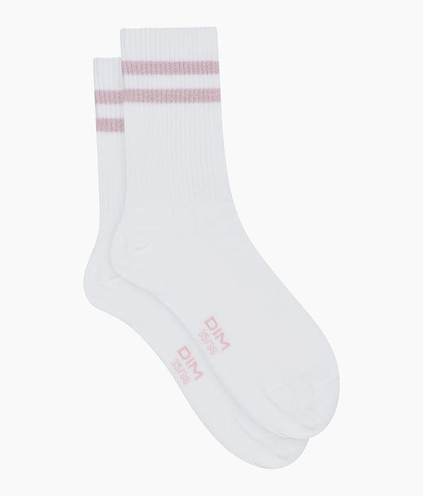 DIM White and pink lurex ribbed cotton socks Dim Mode