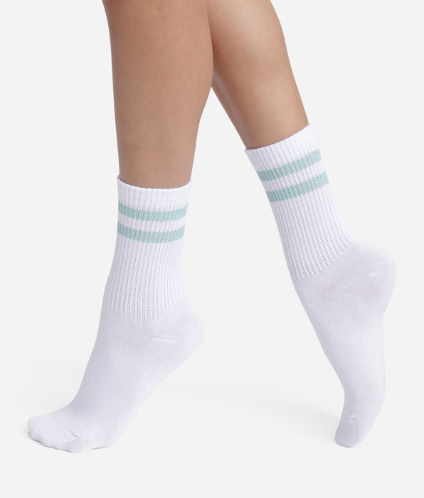 DIM White and blue lurex ribbed cotton socks Dim Mode
