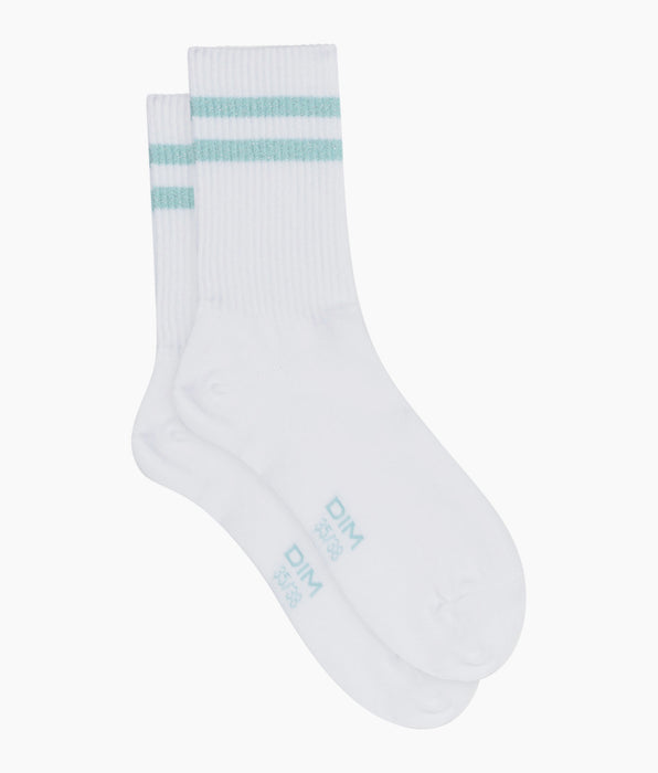 DIM White and blue lurex ribbed cotton socks Dim Mode