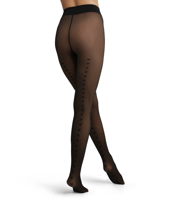 DIM Black sheer tights with Thermo hearts
