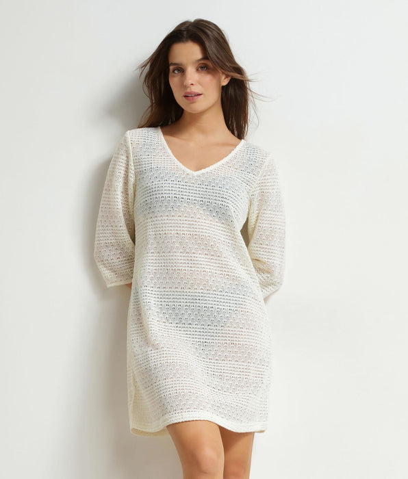 DIM Women's beach dress in ecru mesh by Dim