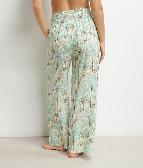 DIM Women's wide-leg beach trousers with palm tree print by Dim