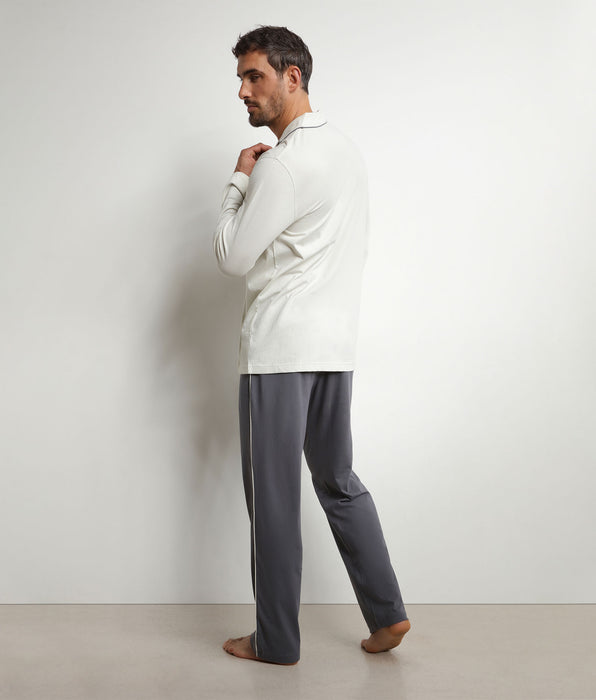 DIM Men's pyjama Pack with jersey trousers and shirt in dark grey by Dim Nightwear