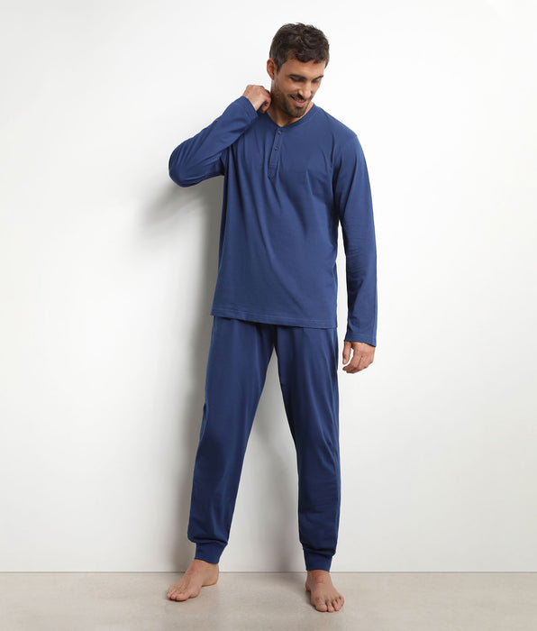 DIM Serafino collar jersey pyjama trousers Pack in midnight blue by Dim Nightwear