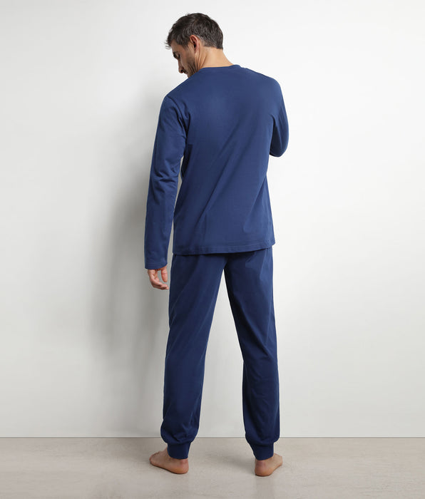 DIM Serafino collar jersey pyjama trousers Pack in midnight blue by Dim Nightwear