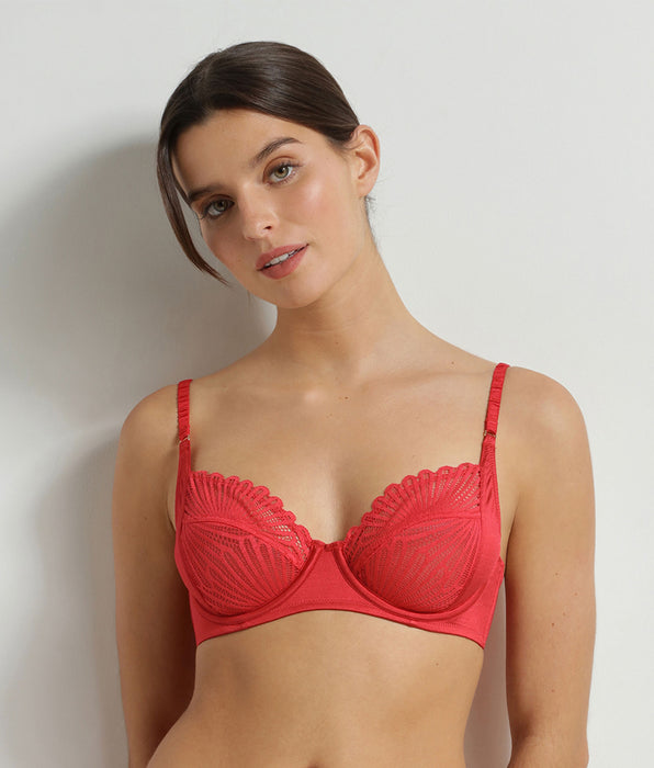 DIM Full cup underwired lace bra in Rouge Chocolove