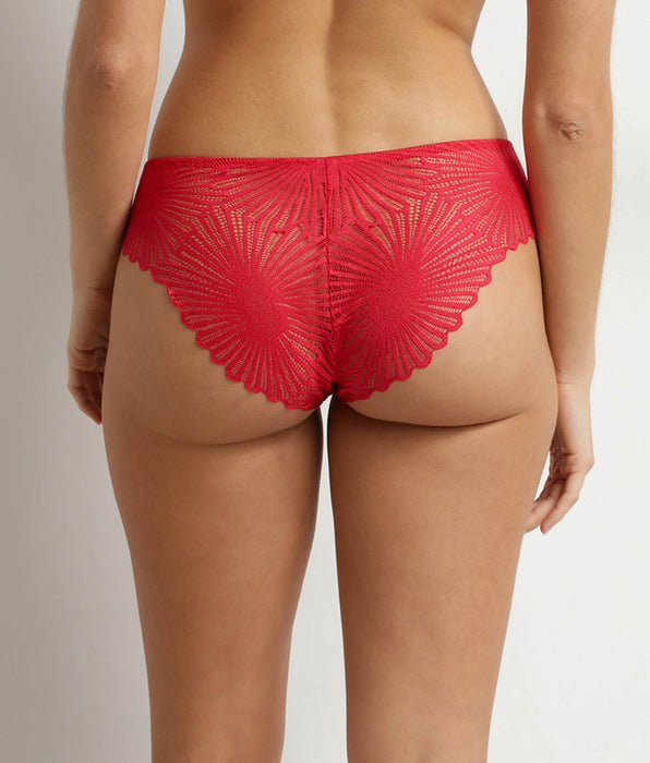 DIM Women's satin and floral lace briefs Red Chocolove